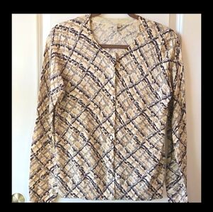 Talbots Womans Long Sleeve Button Down Printed Cardigan Size M